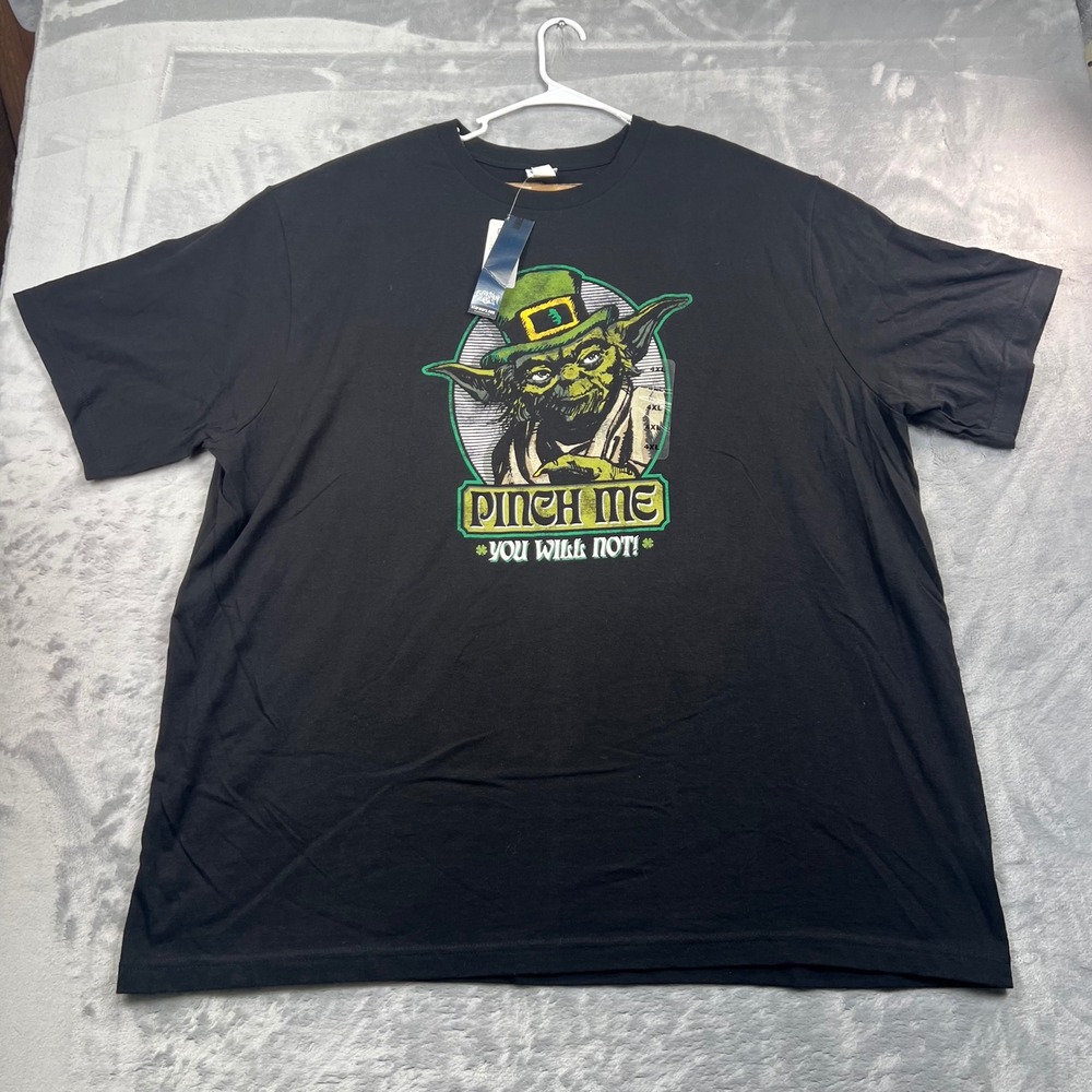 Star Wars T-Shirt Mens 4XL Black Yoda St Patricks Day Pinch Me Graphic DXL NEW